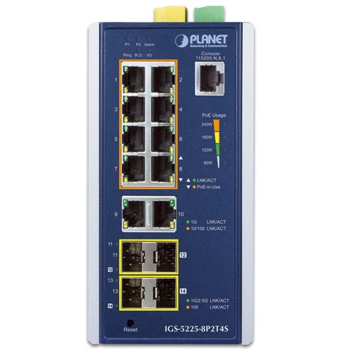 Switch Planet IGS-5225-8P2T4S 10x 1Gb 4x SFP 240 W PoE+