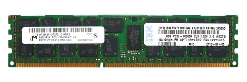 Memory RAM 1x 8GB Micron ECC REGISTERED DDR3  1333MHz PC3-10600 RDIMM | MT36KSF1G72PZ-1G4