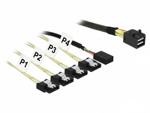 Delock Cable (83315) connector to: 1 x Mini SAS HD SFF-8643 and SATA 7pin + Sideband 0.5m.| 83315 