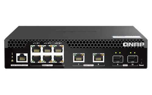 Switch QNAP QSW-M2106PR-2S2T 6x 2.5Gb | 2x 10Gb 2x SFP+ 310 W PoE+/PoE++
