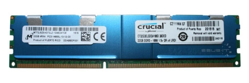 Memory RAM 1x 32GB Micron ECC LOAD REDUCED DDR3 1866MHz PC3-14900 LRDIMM | MT72JSZS4G72LZ-1G9