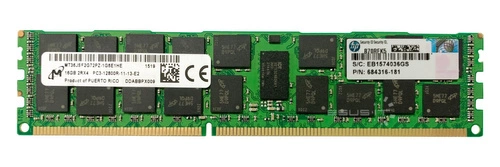 Memory RAM 1x 16GB Micron ECC REGISTERED DDR3 1600MHz PC3-12800 RDIMM | MT36JSF2G72PZ-1G6#